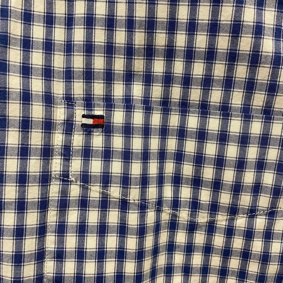 Tommy Hilfiger Shirt Mens Large Blue Plaid Long Sleeve Button Down Logo - Picture 3 of 12